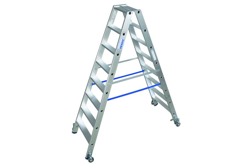 Stabilo Stufen-Doppelleiter fahrbar