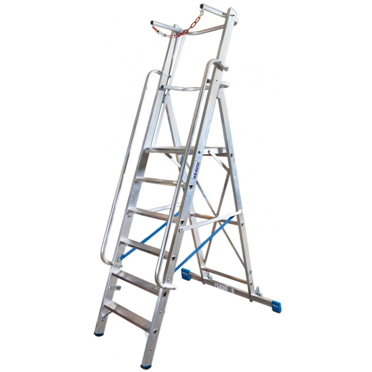 Stabilo Stufen-Stehleiter mit großer Standplattform und Sicherheitsbügel