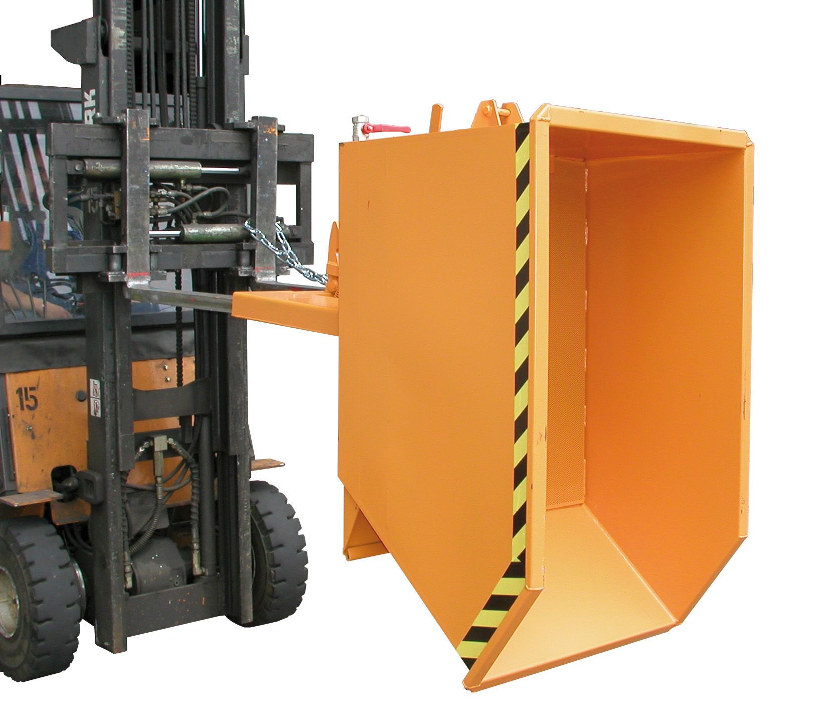 Spänebehälter Typ SGU lackiert in RAL2000 - gekippt Spänebehälter Typ SGU 150 verzinkt