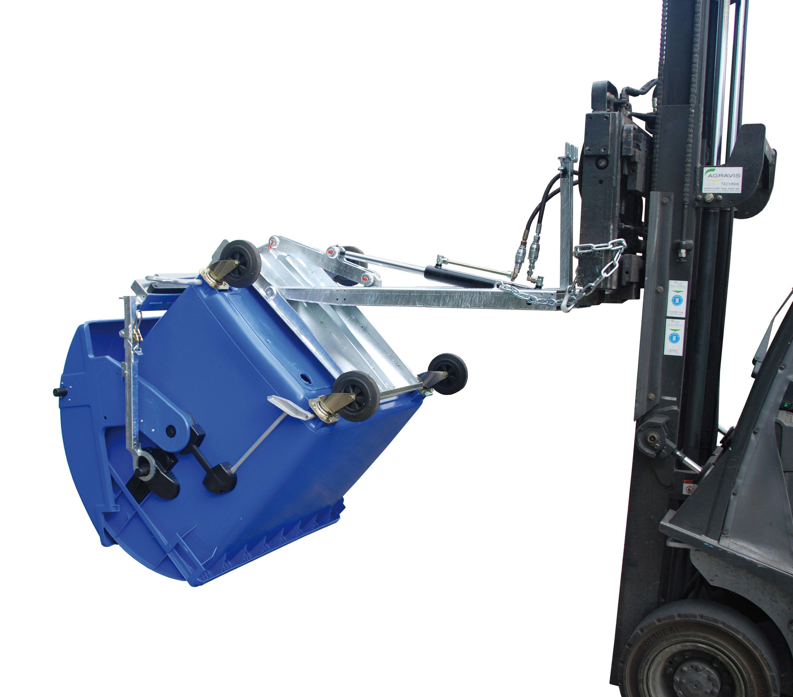 Kippomat Typ KM zum Entleeren von 1100-Liter-Müllgroßbehältern mit Stapler